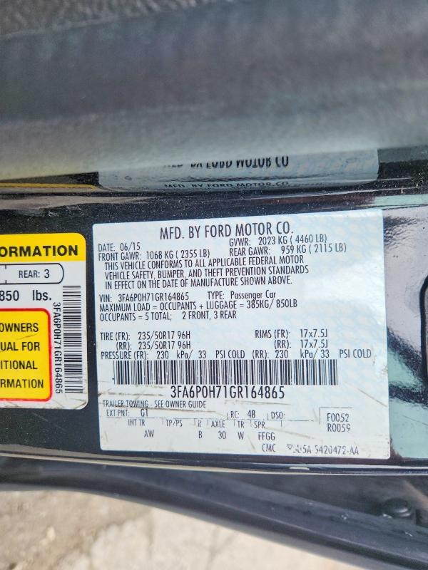 Продаж на аукціоні авто 2016 Ford Fusion, vin: 3FA6P0H71GR164865, номер лоту: 56397686