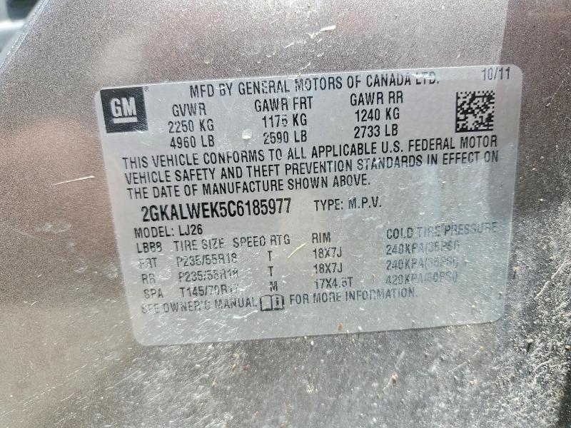 Aukcja sprzedaży 2012 Gmc Terrain, vin: 2GKALWEK5C6185977, numer aukcji: 57411316