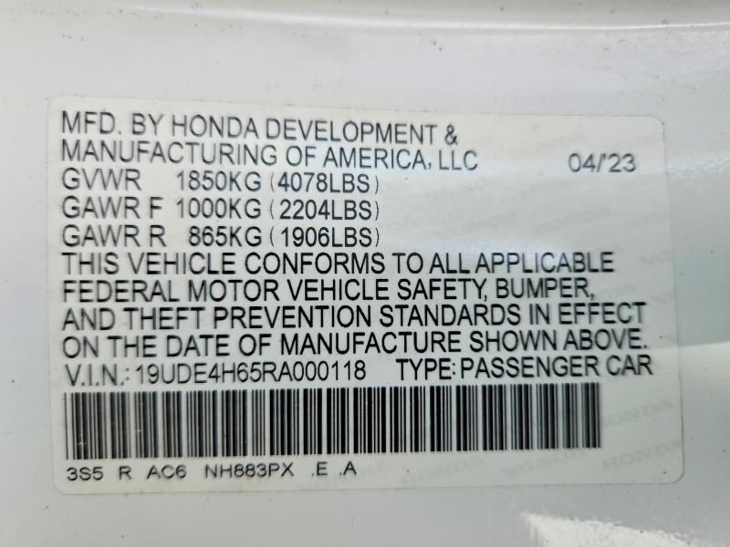 56352706 :رقم المزاد ، 19UDE4H65RA000118 vin ، 2024 Acura Integra مزاد بيع