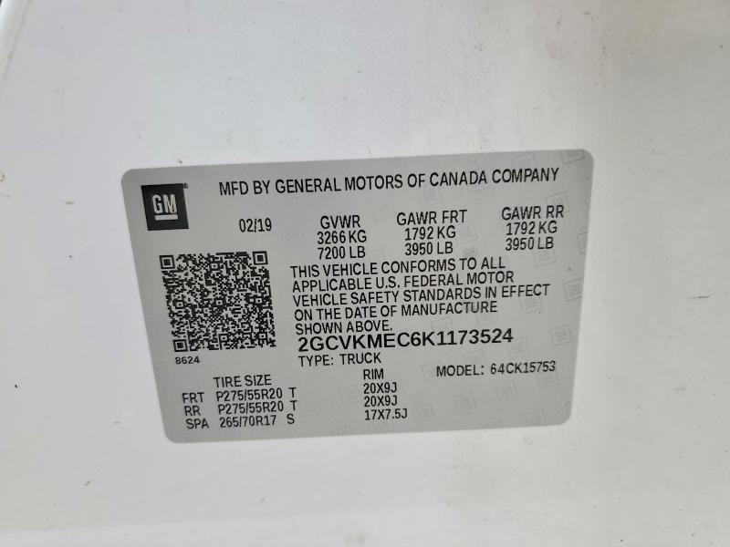 56420016 :رقم المزاد ، 2GCVKMEC6K1173524 vin ، 2019 Chevrolet Silverado Ld مزاد بيع