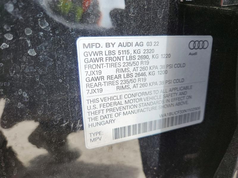 Продажа на аукционе авто 2022 Audi Q3, vin: WA1BUCF33N1102906, номер лота: 55590036