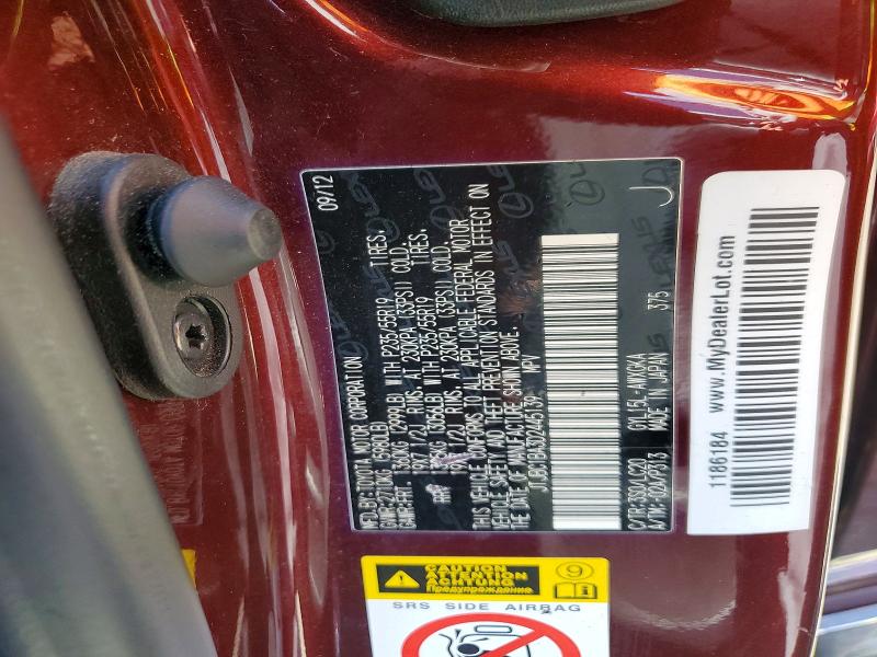 59126086 :رقم المزاد ، JTJBC1BA3D2445139 vin ، 2013 Lexus Rx مزاد بيع