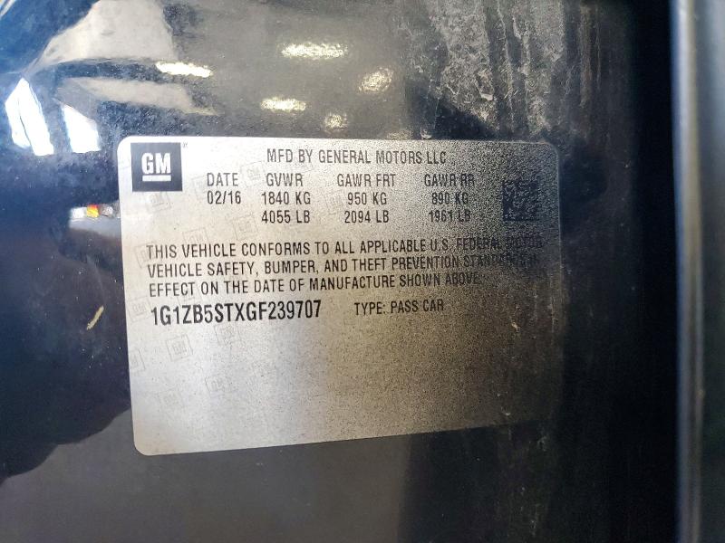 56666346 :رقم المزاد ، 1G1ZB5STXGF239707 vin ، 2016 Chevrolet Malibu مزاد بيع