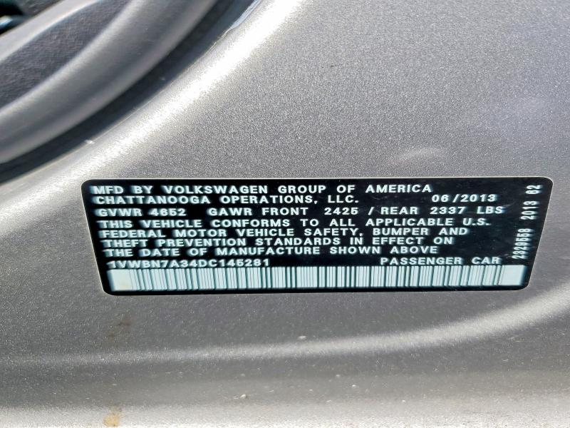 Продаж на аукціоні авто 2013 Volkswagen Passat, vin: 1VWBN7A34DC145281, номер лоту: 57534866