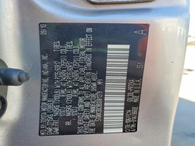 2011 Toyota Sienna მანქანა იყიდება აუქციონზე, vin: 5TDKK3DC9BS081279, აუქციონის ნომერი: 58421896