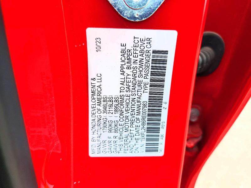 56956536 :رقم المزاد ، 19XFL2H86RE007983 vin ، 2024 Honda Civic مزاد بيع