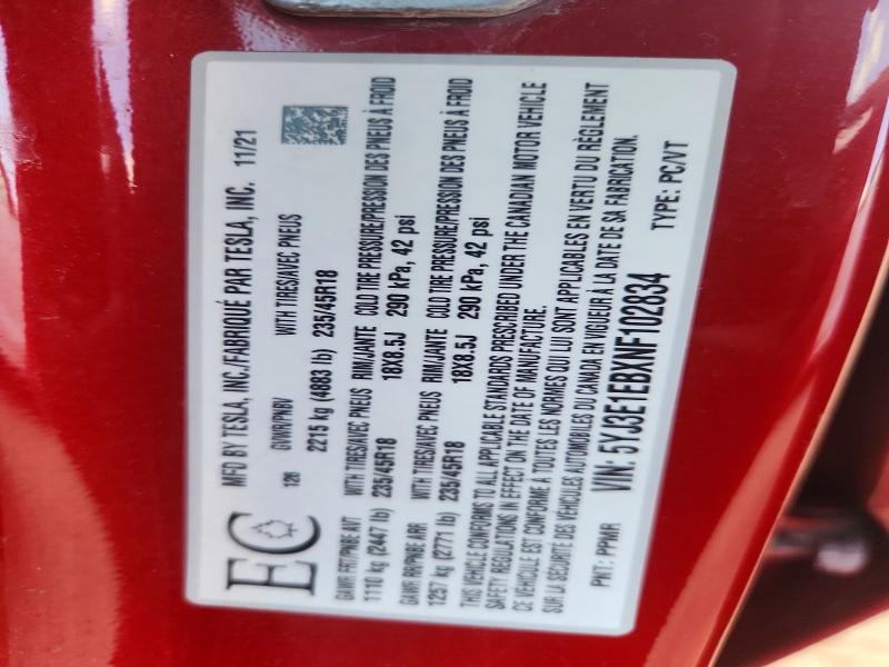 Продажа на аукционе авто 2022 Tesla Model 3, vin: 5YJ3E1EBXNF102834, номер лота: 56229916