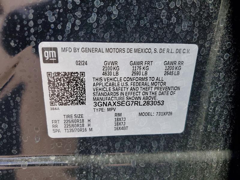 Aukcja sprzedaży 2024 Chevrolet Equinox, vin: 3GNAXSEG7RL283053, numer aukcji: 56836056