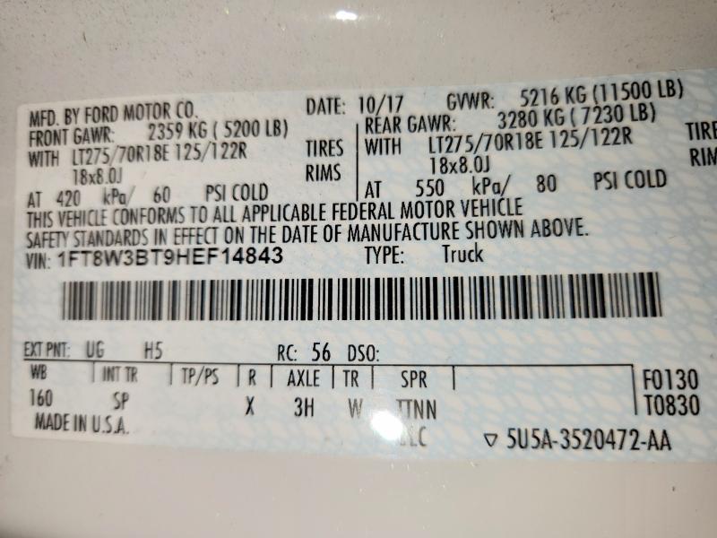 Продаж на аукціоні авто 2017 Ford F350, vin: 1FT8W3BT9HEF14843, номер лоту: 56493086