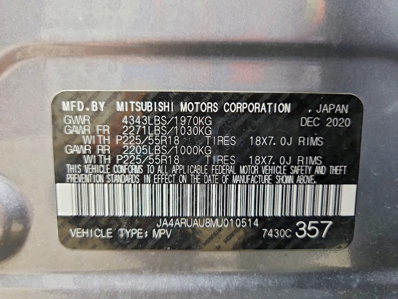 Продаж на аукціоні авто 2021 Mitsubishi Outlander Sport, vin: JA4ARUAU8MU010514, номер лоту: 57386026