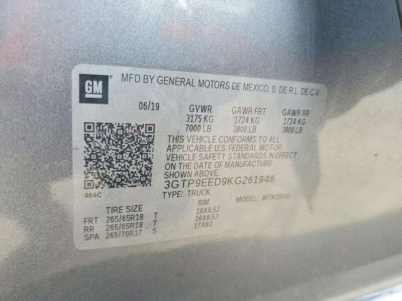 Продаж на аукціоні авто 2019 Gmc Sierra, vin: 3GTP9EED9KG261946, номер лоту: 58097776