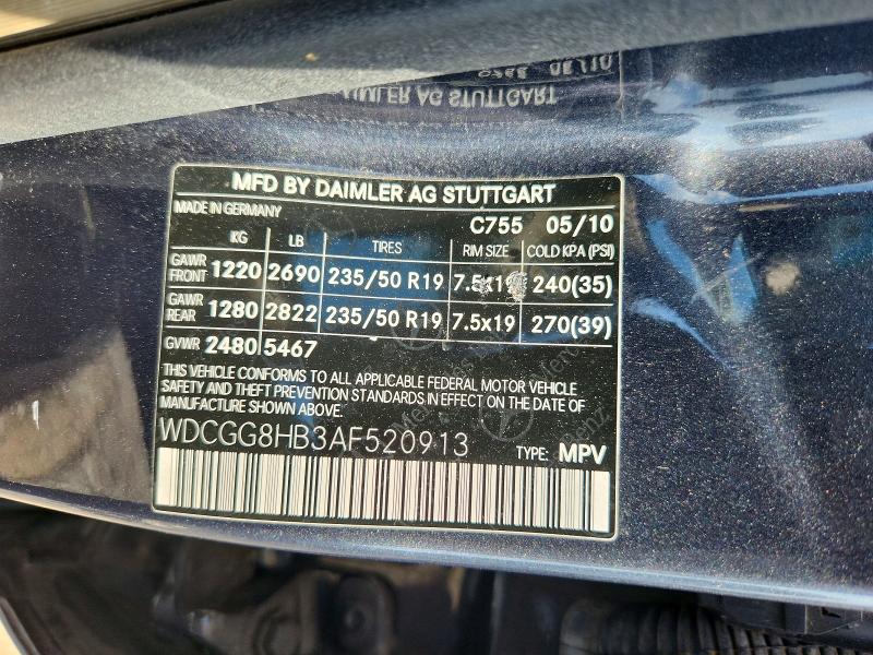 58753386 :رقم المزاد ، WDCGG8HB3AF520913 vin ، 2010 Mercedes-benz Glk مزاد بيع