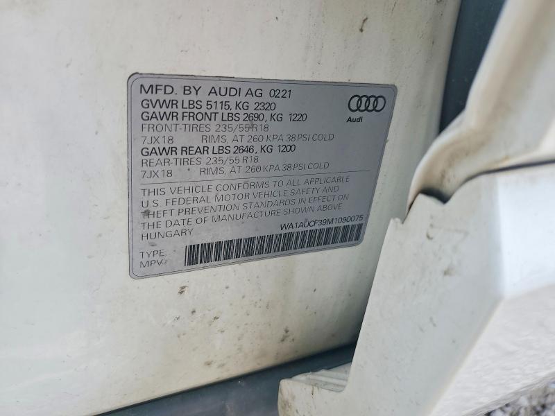 56129826 :رقم المزاد ، WA1AUCF39M1090075 vin ، 2021 Audi Q3 مزاد بيع