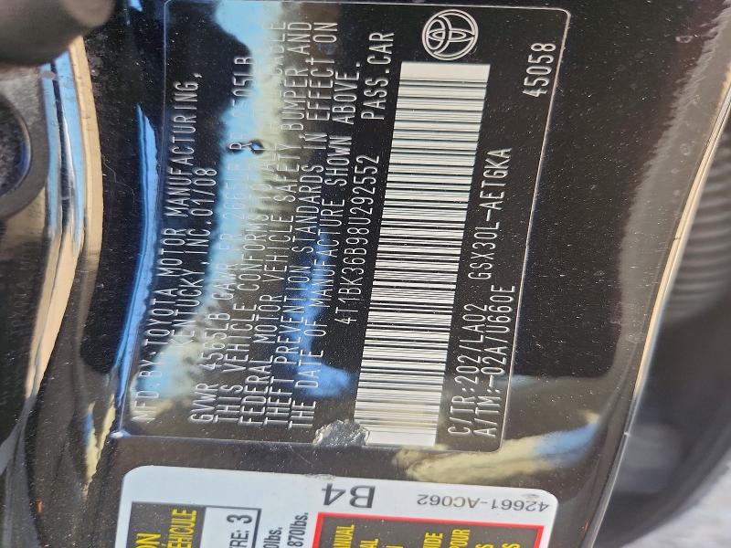 55912046 :رقم المزاد ، 4T1BK36B98U292552 vin ، 2008 Toyota Avalon مزاد بيع