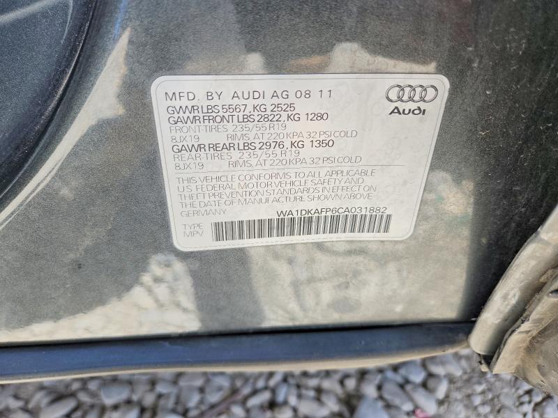 Продаж на аукціоні авто 2012 Audi Q5, vin: WA1DKAFP6CA031882, номер лоту: 55967016