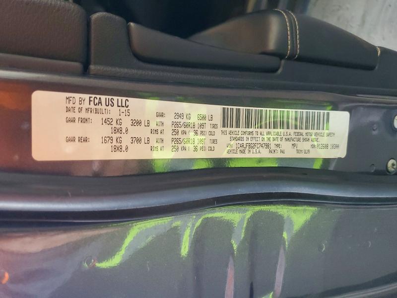 Продаж на аукціоні авто 2015 Jeep Grand Cherokee, vin: 1C4RJFBG2FC747981, номер лоту: 57966626