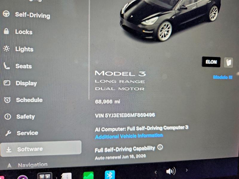 56025466 :رقم المزاد ، 5YJ3E1EB6MF869496 vin ، 2021 Tesla Model 3 مزاد بيع