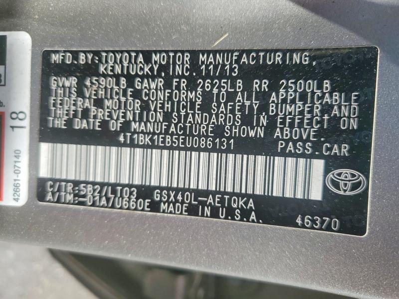58236136 :رقم المزاد ، 4T1BK1EB5EU086131 vin ، 2014 Toyota Avalon مزاد بيع