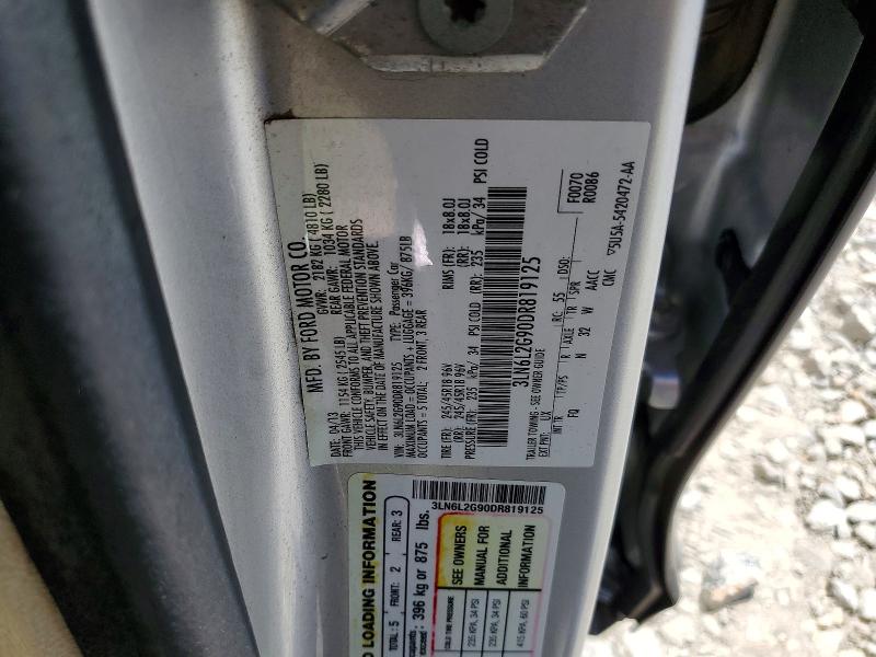 85451925 :رقم المزاد ، 3LN6L2G90DR819125 vin ، 2013 Lincoln Mkz مزاد بيع