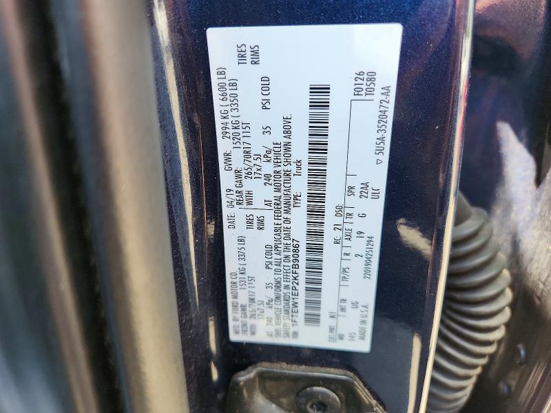 Aukcja sprzedaży 2019 Ford F150, vin: 1FTEW1EP2KFB90867, numer aukcji: 57184876