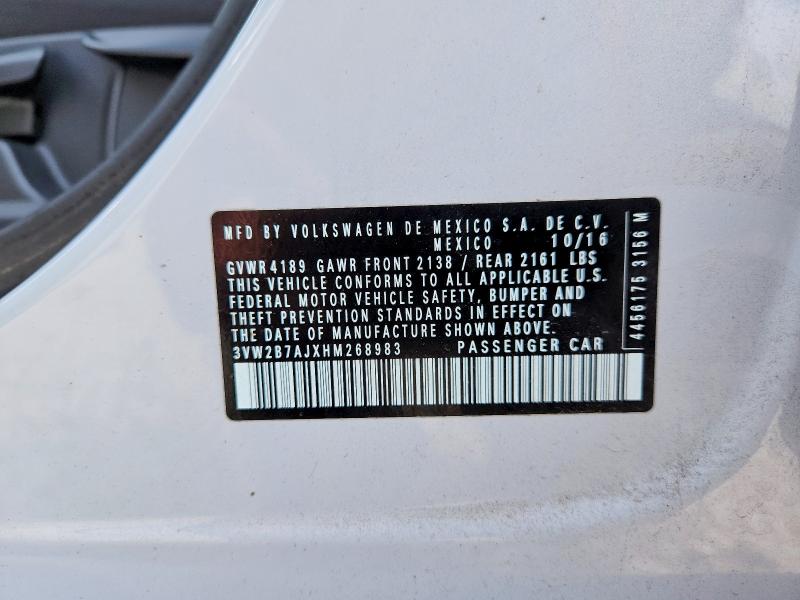 Aukcja sprzedaży 2017 Volkswagen Jetta, vin: 3VW2B7AJXHM268983, numer aukcji: 55651756