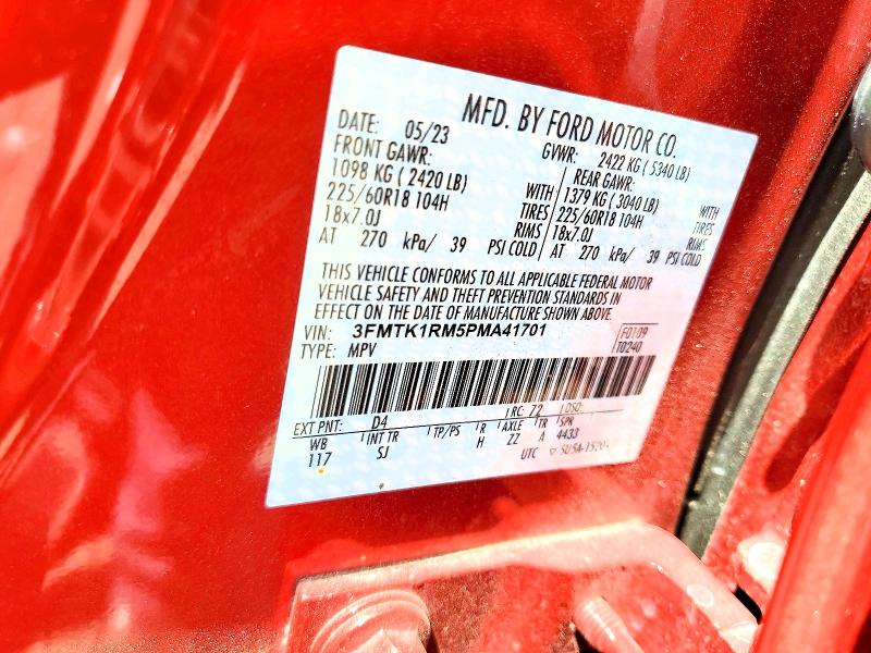 57599256 :رقم المزاد ، 3FMTK1RM5PMA41701 vin ، 2023 Ford Mustang Mach-e مزاد بيع