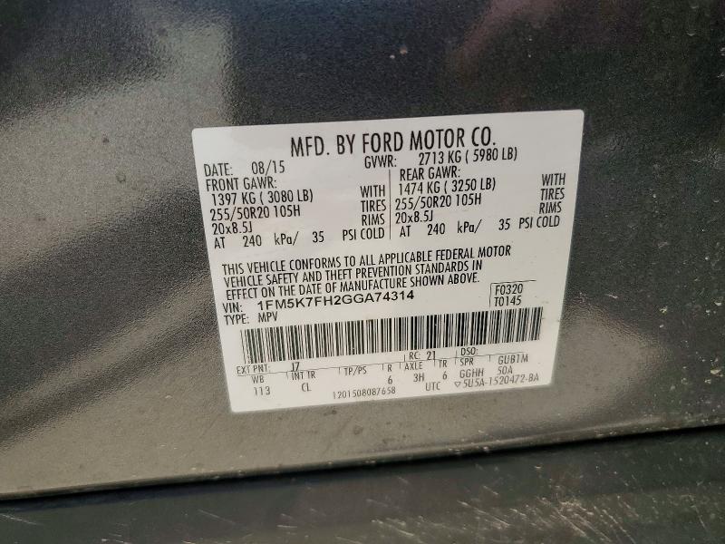 Aukcja sprzedaży 2016 Ford Explorer, vin: 1FM5K7FH2GGA74314, numer aukcji: 58245416