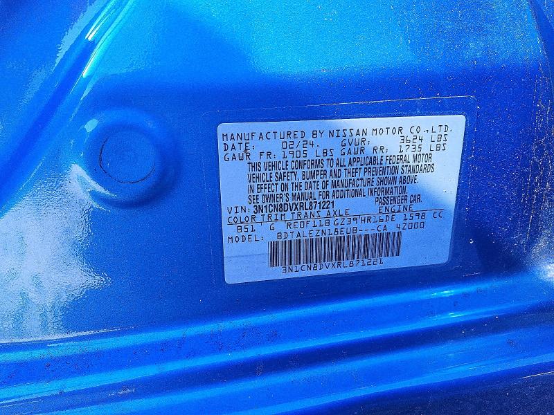 2024 Nissan Versa მანქანა იყიდება აუქციონზე, vin: 3N1CN8DVXRL871221, აუქციონის ნომერი: 58258256