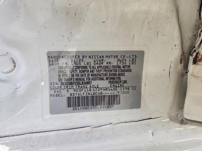 Продажа на аукционе авто 2025 Nissan Versa, vin: 3N1CN8EV3SL834807, номер лота: 55879136