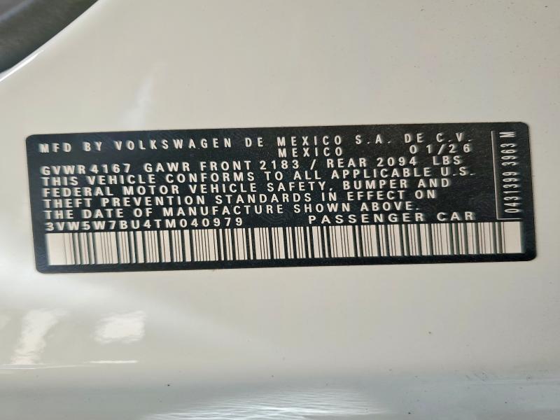 Продажа на аукционе авто 2026 Volkswagen Jetta, vin: 3VW5W7BU4TM040979, номер лота: 57958986