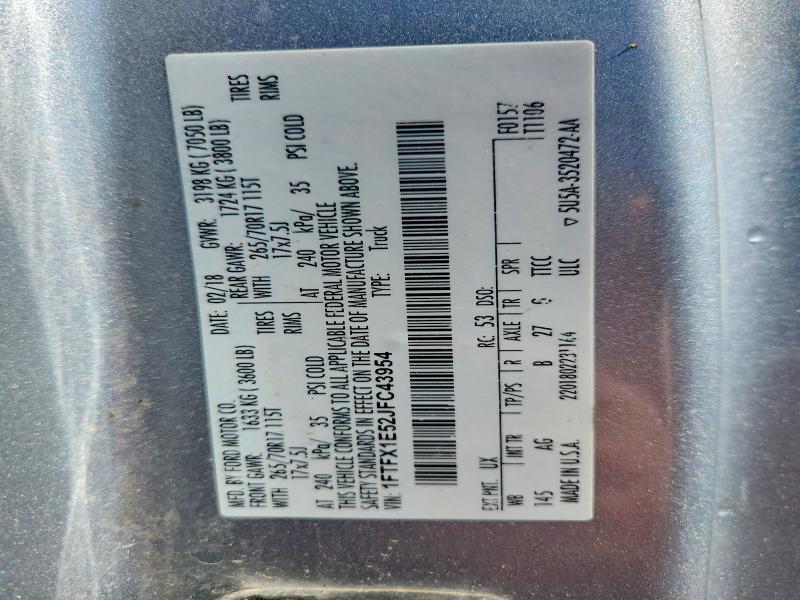 56358326 :رقم المزاد ، 1FTFX1E52JFC43954 vin ، 2018 Ford F150 مزاد بيع