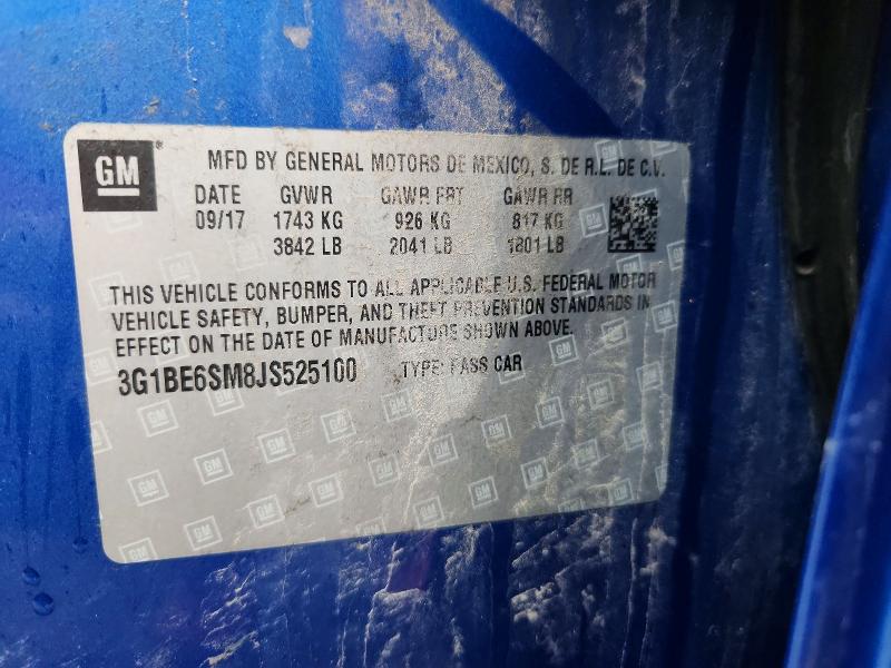 Продаж на аукціоні авто 2018 Chevrolet Cruze, vin: 3G1BE6SM8JS525100, номер лоту: 58477026