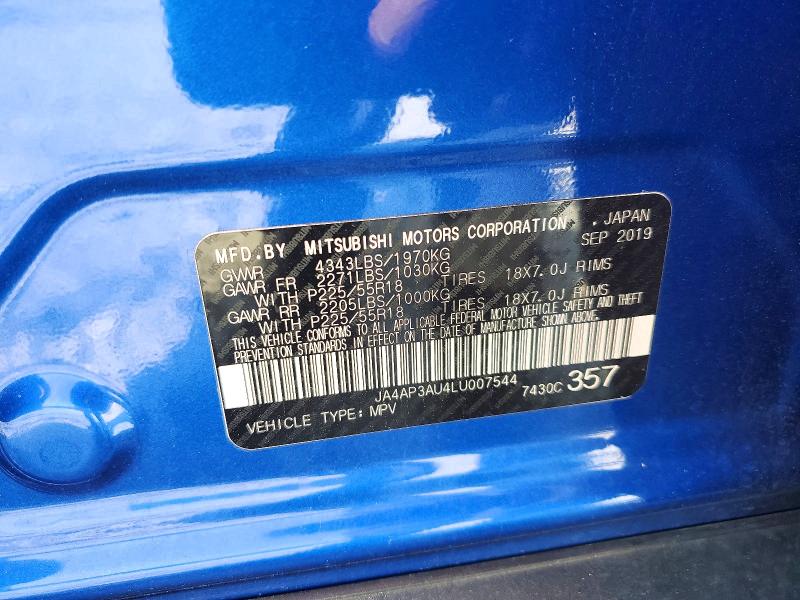 57293306 :رقم المزاد ، JA4AP3AU4LU007544 vin ، 2020 Mitsubishi Outlander Sport مزاد بيع