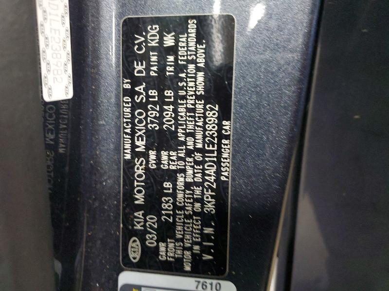 Продажа на аукционе авто 2020 Kia Forte, vin: 3KPF24AD1LE238982, номер лота: 56460486