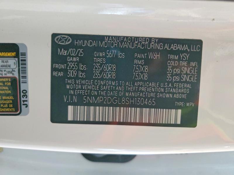 56787196 :رقم المزاد ، 5NMP2DGL8SH130465 vin ، 2025 Hyundai Santa Fe مزاد بيع