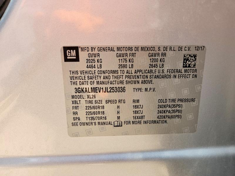 2018 Gmc Terrain მანქანა იყიდება აუქციონზე, vin: 3GKALMEV1JL253036, აუქციონის ნომერი: 56091686