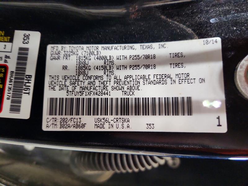 55559726 :رقم المزاد ، 5TFUY5F1XFX428441 vin ، 2015 Toyota Tundra مزاد بيع