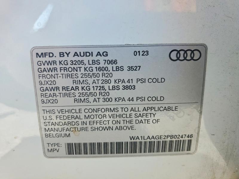 Aukcja sprzedaży 2023 Audi E-tron, vin: WA1LAAGE2PB024746, numer aukcji: 58789426