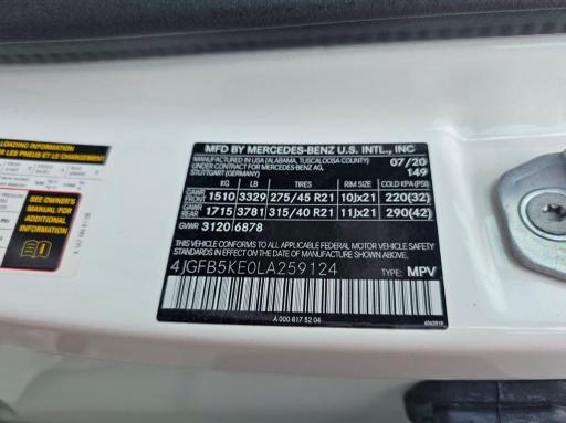 Продаж на аукціоні авто 2020 Mercedes-benz Gle, vin: 4JGFB5KE0LA259124, номер лоту: 57085656