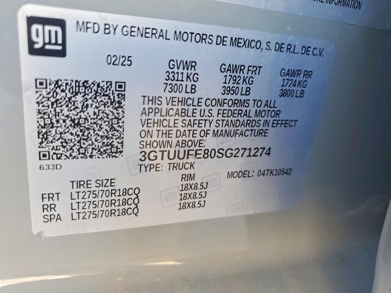 Продаж на аукціоні авто 2025 Gmc Sierra, vin: 3GTUUFE80SG271274, номер лоту: 55633096