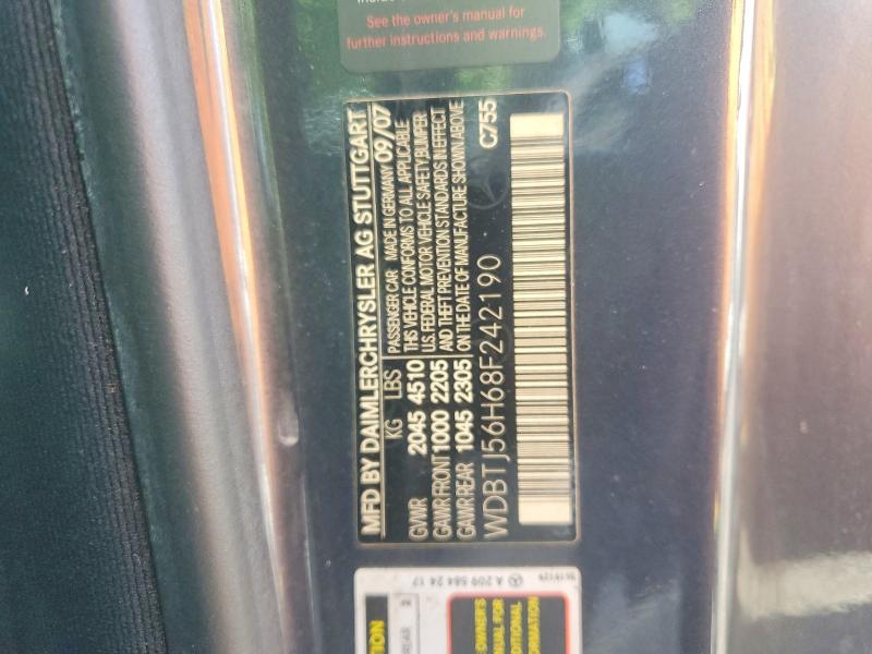 Auction sale of the 2008 Mercedes-benz Clk, vin: WDBTJ56H68F242190, lot number: 57507496