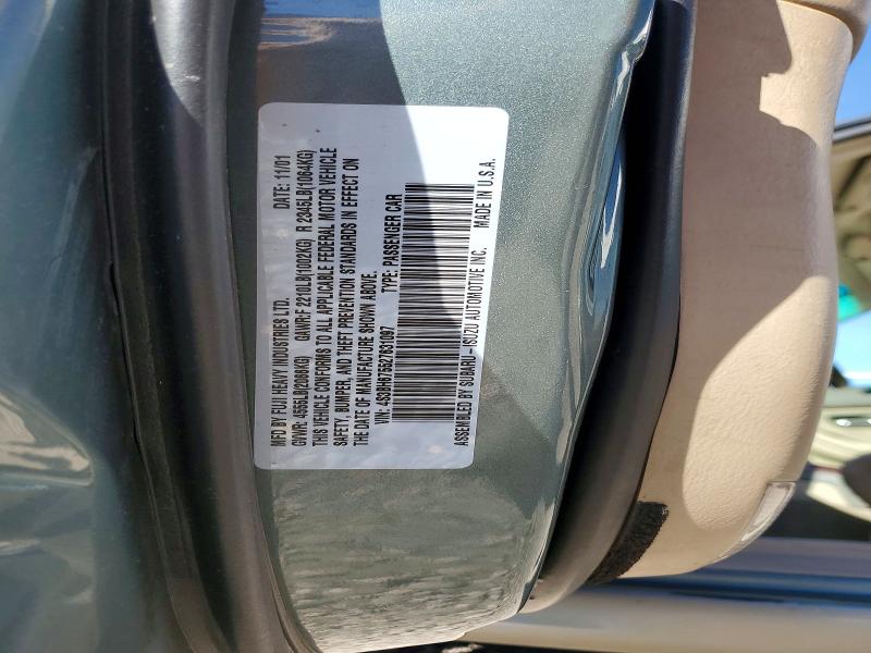 Aukcja sprzedaży 2002 Subaru Legacy, vin: 4S3BH675527631097, numer aukcji: 55102926