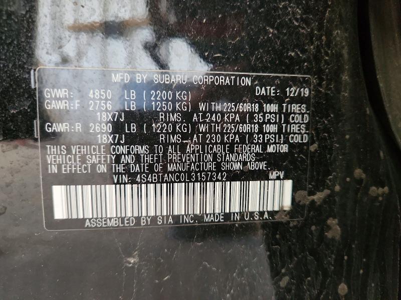 Aukcja sprzedaży 2020 Subaru Outback, vin: 4S4BTANC0L3157342, numer aukcji: 57934406