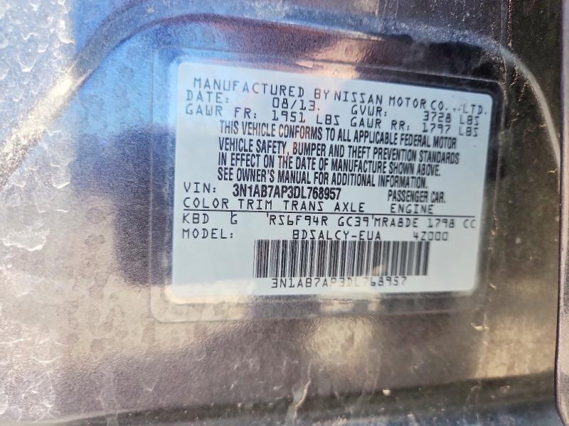 Продажа на аукционе авто 2013 Nissan Sentra, vin: 3N1AB7AP3DL768957, номер лота: 55838416