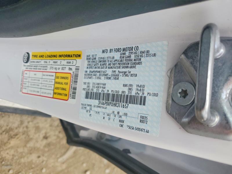 Продаж на аукціоні авто 2017 Ford Fusion, vin: 3FA6P0VPXHR311657, номер лоту: 56330316