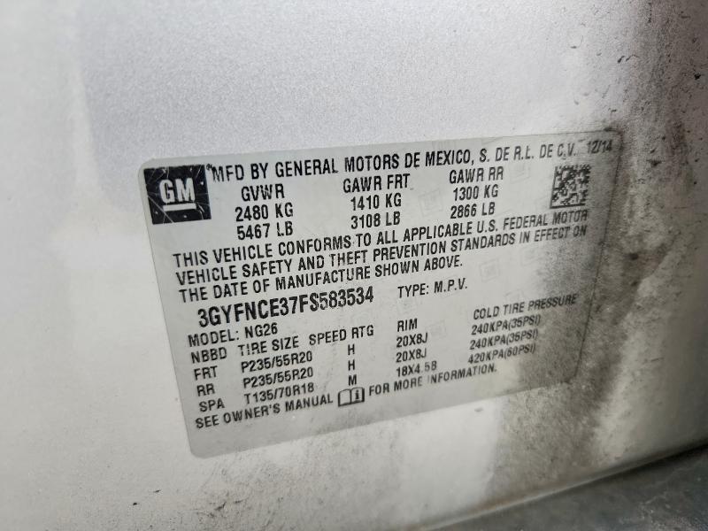 2015 Cadillac Srx მანქანა იყიდება აუქციონზე, vin: 3GYFNCE37FS583534, აუქციონის ნომერი: 56509166