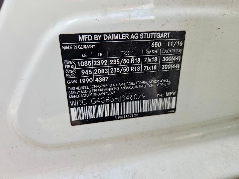 Aukcja sprzedaży 2017 Mercedes-benz Gla, vin: WDCTG4GB3HJ346079, numer aukcji: 56969866
