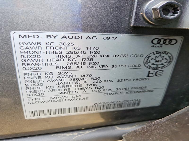 2018 Audi Q7 მანქანა იყიდება აუქციონზე, vin: WA1VAAF7XJD014344, აუქციონის ნომერი: 56147466