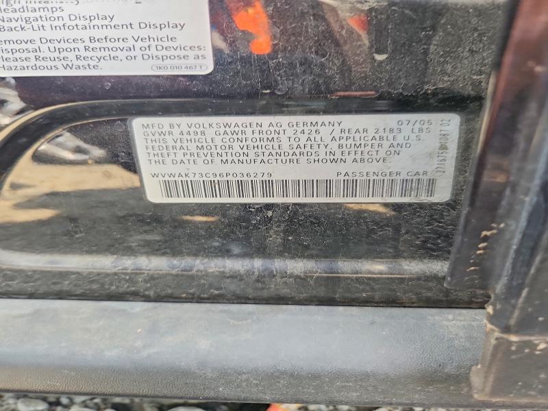 Продажа на аукционе авто 2006 Volkswagen Passat, vin: WVWAK73C96P036279, номер лота: 58004576