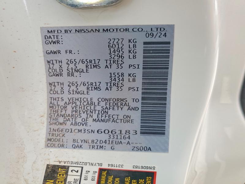 Aukcja sprzedaży 2025 Nissan Frontier, vin: 1N6ED1CM3SN606183, numer aukcji: 56625976